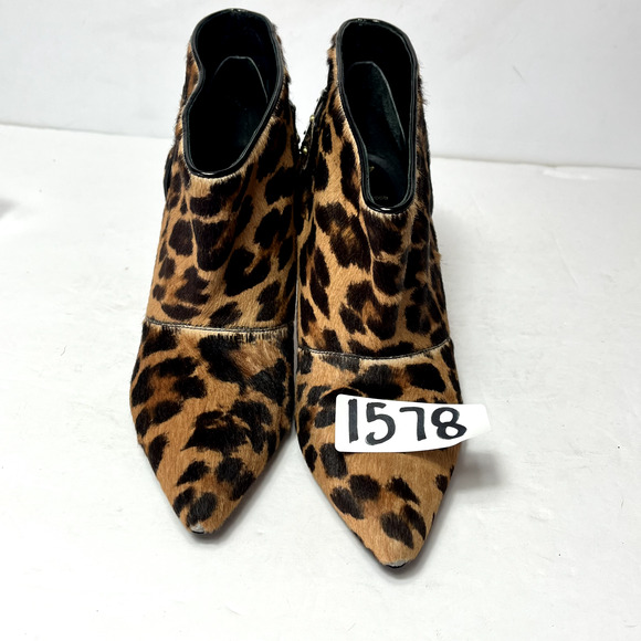 Brian Atwood Boots Womens 7.5M Leopard Print Calf Hair Pointed Toe Kitten Heel - Picture 13 of 13